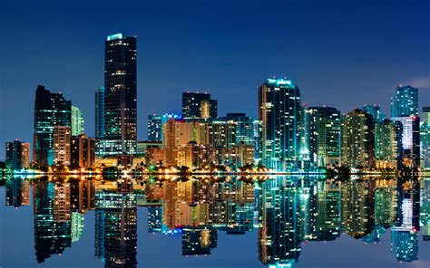 Download Wallpapers Miami 4k Night Skyscrapers Urban Landscape Usa