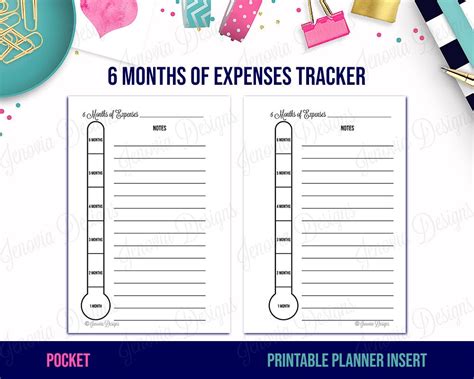 Pocket 6 Months Of Expenses Tracker Printable Budget Etsy
