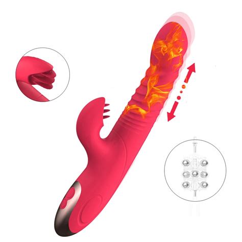 Heating Telescipoc Dildo Vibrator Built In Ball Rotation Tongue Licking Vibrator Clitoral