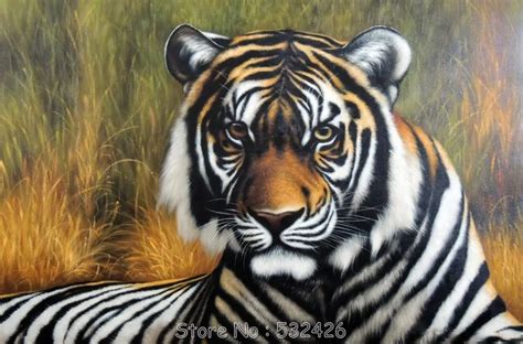 Bengal Tiger Portrait Endangered Species Big Cat 24x36 Handpainted Oil