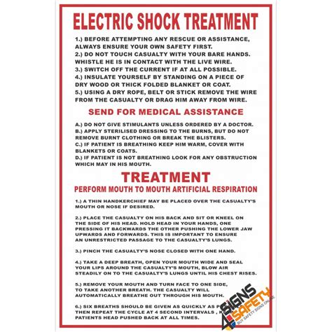 Nosa Sabs Fa5 Electric Shock Treatment First Aid Sign