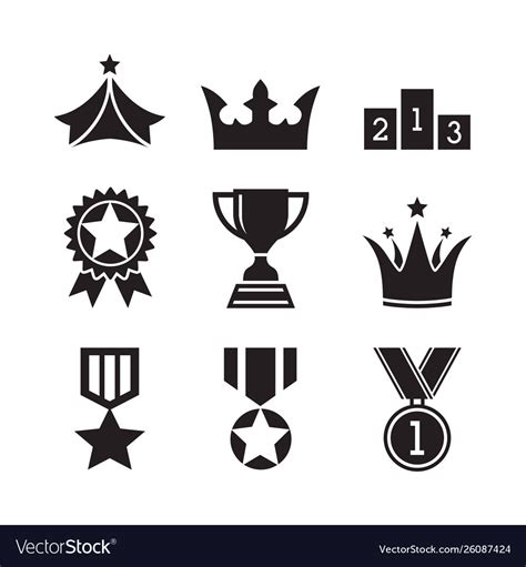 Award Icons Design Set Medals And Trophy Vector Image