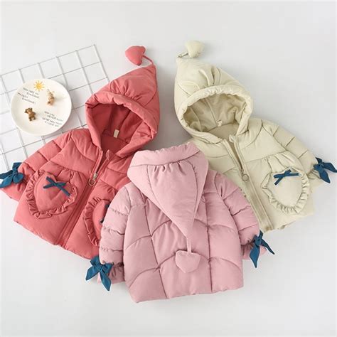 Children Warm Winter Baby Girls Infants Kids Thicken Hooded Sweet Bow