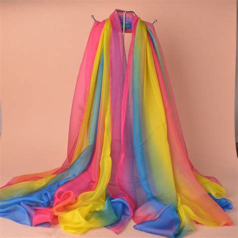 Buy 2019 Chiffon Long Silk Scarf Rainbow