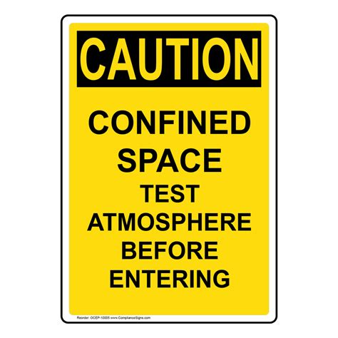Vertical Confined Space Test Atmosphere Sign Osha Caution