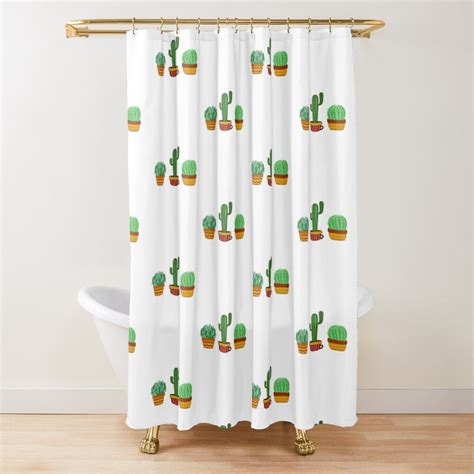 3 Cacti Cactus Plants Shower Curtain By Pinnypin Colorful Shower