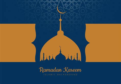 Ramadan Card With Blue And Gold Mosque Silhouettes 1053682 Vector Art