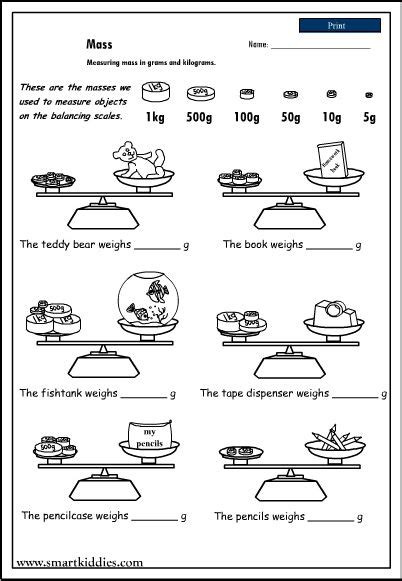 Measuring Weight Worksheet