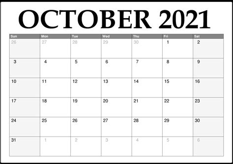 Printable 2021 October Calendar Printable Word Searches