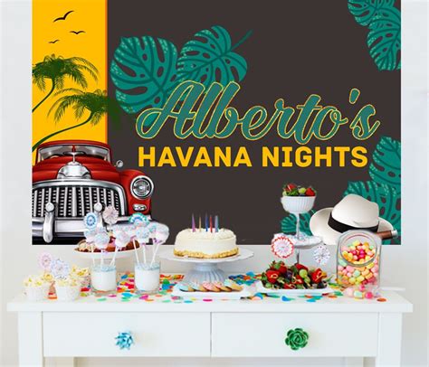 Th Birthday Personalized Party Backdrop Birthday Photo Backdrop Havana Nights Backdrop