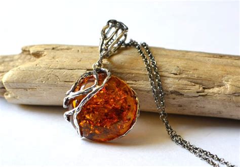 Amber Necklace Amber Jewelry Natural Amber Pendant Modern Etsy