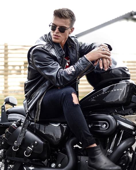 Black Biker Leather Jacket Tlc Men Biker Photoshoot Men Motorcycle