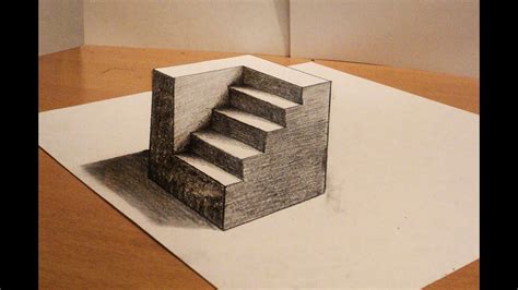 How To Draw 3d Cube With Stairs Anamorphic Drawing Doovi