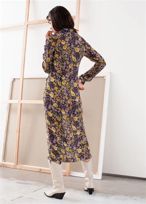 and other stories floral utility midi shirt dress dresscodes
