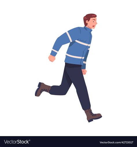 Man Paramedic Rescuer Running Engaged In Life Vector Image