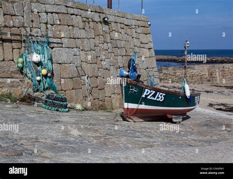 Sennen Cove Lands End Cornwall Fishing Boat And Harbour Wall Showing