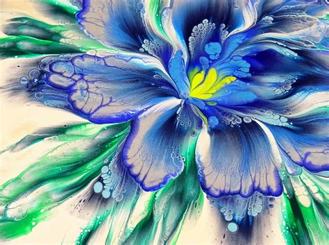 244 Beautiful Blue Flower Made With Paper Napkin Acrylic Pai By
