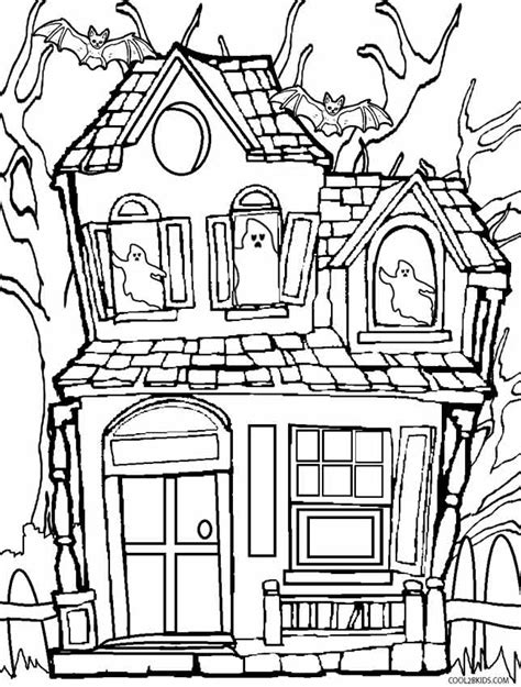 Drawing haunted house for kids. Printable Haunted House Coloring Pages For Kids | Cool2bKids