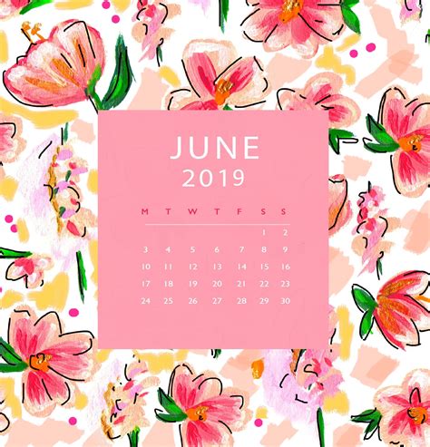 Free 2019 calendar wallpapers for desktop computers, iphone. June 2019 floral design iPhone Calendar Wallpaper #june # ...