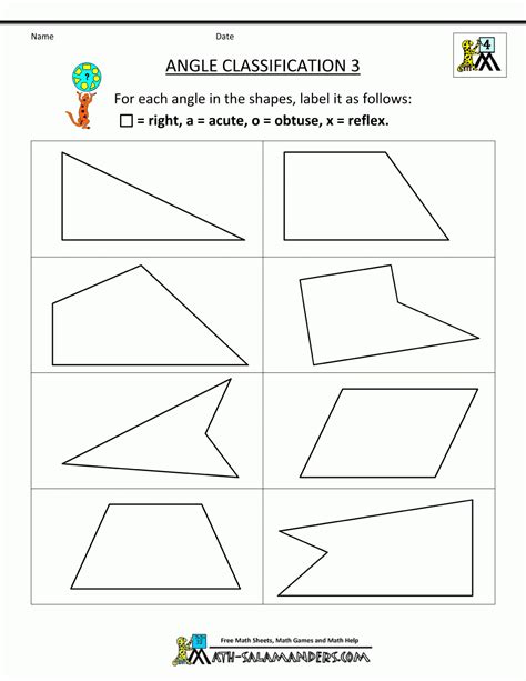 Fourth Grade Geometry Worksheet