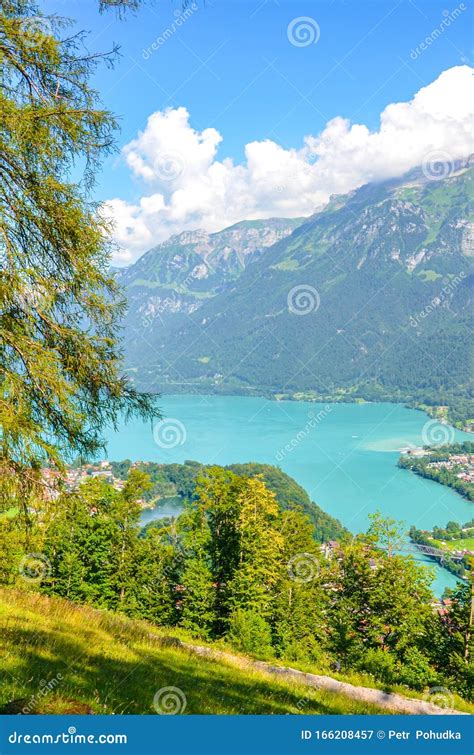 Turquoise Lake Brienz In Interlaken Switzerland Photographed From The
