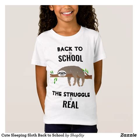 Cute Sleeping Sloth Back To School T Shirt Zazzleca School Tshirts