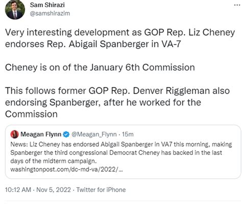 Rep Liz Cheney R WY Joins Former Rep Denver Riggleman R VA05 In