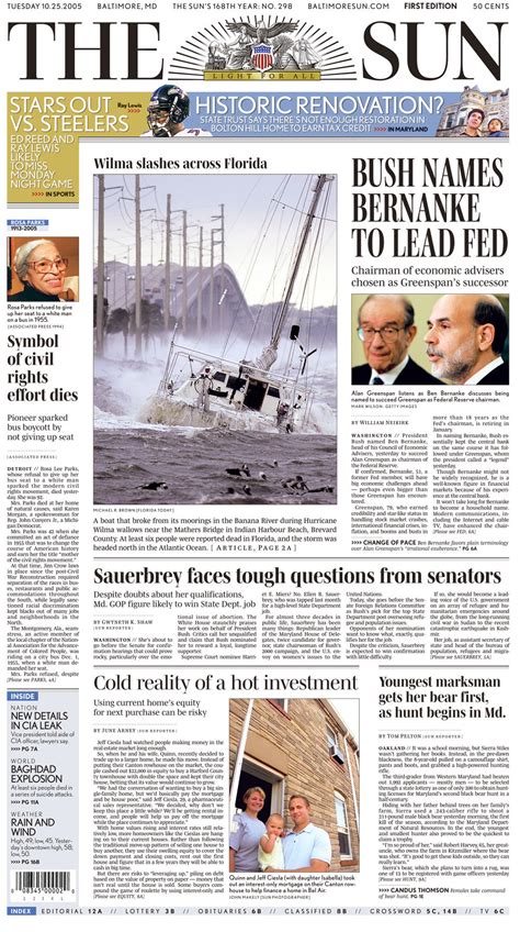 The Sun Front Page Oct 25 2005 Baltimore Sun