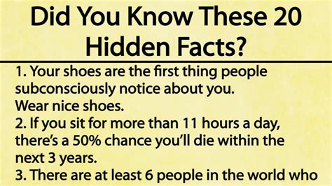 Did You Know These 20 Hidden Facts Very Informative Youtube