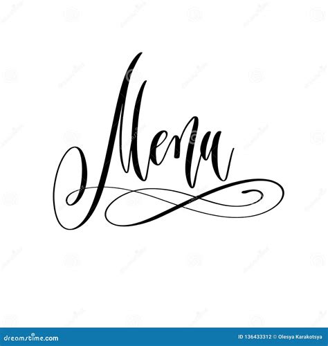Menu Hand Lettering Inscription Text For Restaurant Design Stock