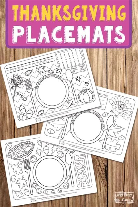 Thanksgiving Placemats Templates Free Printable Word Searches