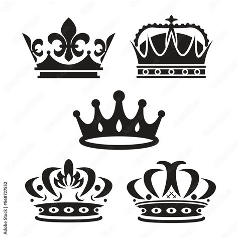 King Crown Silhouette Symbol Set Stock Vector Adobe Stock