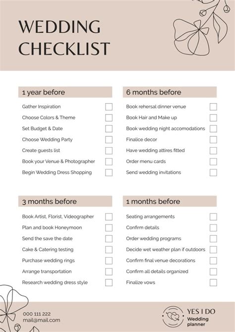 Customize And Get This Minimalist Yes I Do Wedding Planner Checklist