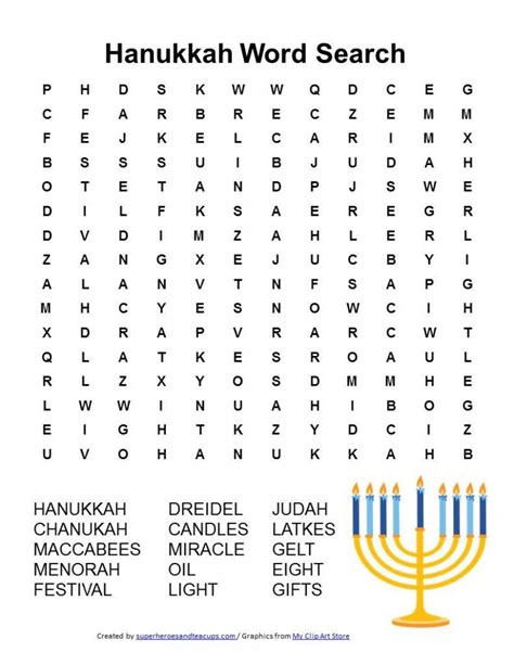 Hanukkah Word Search Free Printable Learning Ideas For Parents