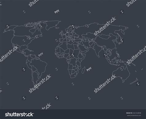 World Map Smoothed Country Borders Thin Stock Vector Royalty Free