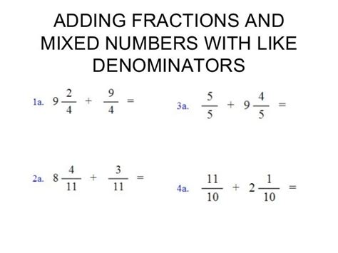 Adding Fractions And Mixed Numbers