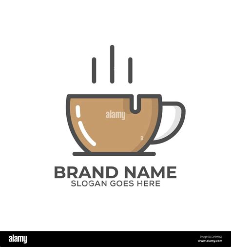 Fresh Coffee Cup Logo Vector Outline Coffee Shop Logo Template Flat