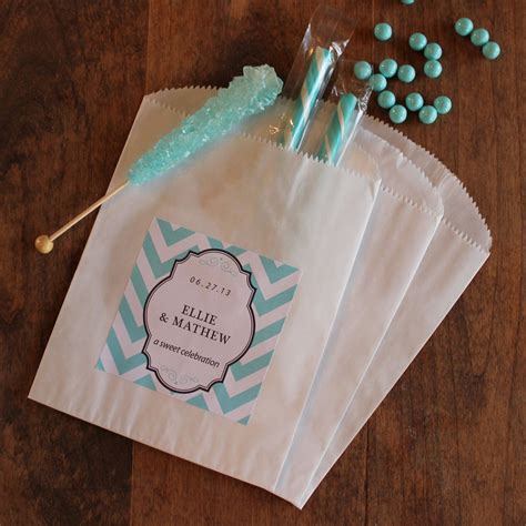 24 Wedding Favor Bags With Personalized Chevron Labels Any Color Candy Buffet Bags Cookie