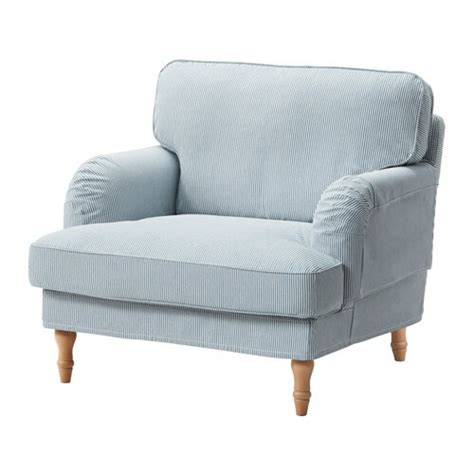 We've got replacement covers for you! STOCKSUND Armchair - Remvallen blue/white, light brown - IKEA