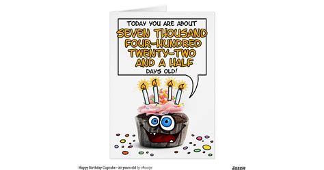 Happy Birthday Cupcake 20 Years Old Greeting Card Zazzle