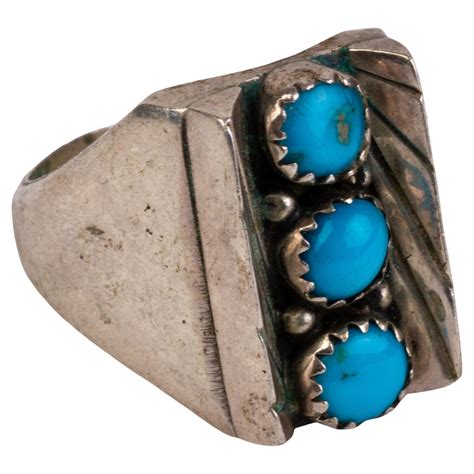 Mid Century American Navajo M Thomas Jr Turquoise And Sterling Silver