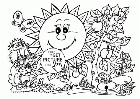Make them happy with these printable coloring pages and let them show how artful and creative they. Sunny Garden coloring page for kids, seasons coloring ...