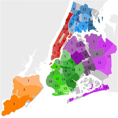 New York City District Map New York Districts Map New York Usa