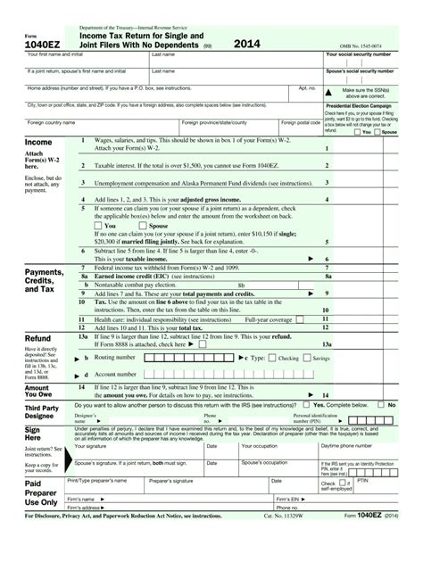 Complete form 1040 if your tax situation is complicated. 2014 Form IRS 1040-EZ Fill Online, Printable, Fillable ...
