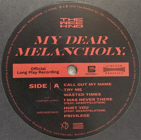 The Weeknd My Dear Melancholy Rsd 12