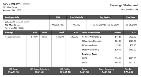 Contractor Pay Stub Template Free