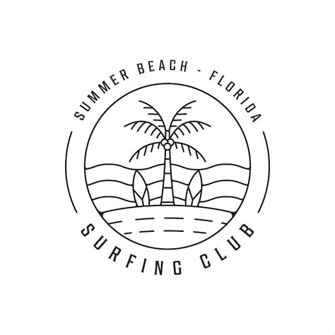 Premium Vector Surfing Beach Logo Line Art Simple Minimalist Vector
