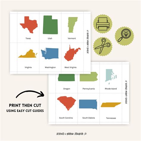 Usa 50 States Flash Cards Homeschool Printables Pfd Instant Etsy