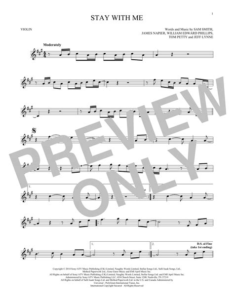 Stay With Me Sheet Music Sam Smith Violin Solo