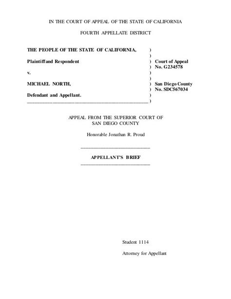 Appellate Brief Cover Page Template